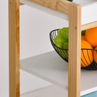 HOMCOM Carrello da Cucina a 4 Livelli in MDF e Legno di Pino con 4 Ruote Girevoli, 40x30x76 cm, Bianco e Marrone(m-7)