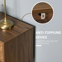 HOMCOM Bedside Table with Two Drawers, Side Cabinet Storage Unit with Metal Handles, Organisation Furniture for Living Room, Bedroom, Walnut Brown(m-6)