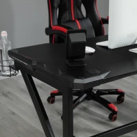 HOMCOM Gaming desk with Cup Holder Headphone Hook Feet Adjustable 120 x 66 x 75cm Black(m-8)