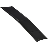 PawHut Rampa Plegable para Perros de Aluminio con Superficie Antideslizante Asa y Gancho Carga 60 kg  158x43,5x2,5 cm Negro(m-11)