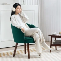 HOMCOM Fauteuil Coquillage Fauteuil de Salon Chambre avec Dossier et Coussin Aspect Velours Pieds en Bois hévéa, Vert(m-7)