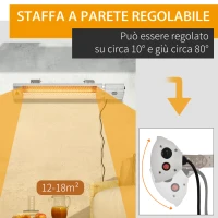 Outsunny Stufa da Esterno Elettrica 1000W/2000W, Pannello Riscaldante a Parete con Telecomando, in Alluminio, 67.5x10.5x7cm(m-7)