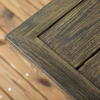 Outsunny Six-Seater Steel Garden Table, with ⌀41mm Parasol Hole - Wood-Effect(m-9)