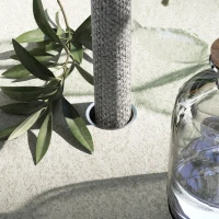 Outsunny Set da Giardino con 4 Sedie Impilabili e Tavolo Quadrato Effetto Marmo, Grigio(m-7)