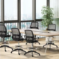 Vinsetto Ergonomic Mesh Back Drafting Chair, Tall Office Chair, Draughtsman Chair with Adjustable Height and Footrest 360° Swivel, Set of 5(m-2)