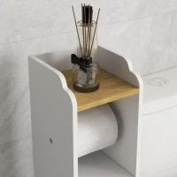 kleankin Mobiletto Bagno Salvaspazio in Truciolato con Ripiani e Armadietto Inferiore, 18x20x90 cm, Bianco(m-9)