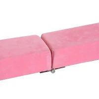 HOMCOM Poutre de gymnastique pliable poutre d'équilibre antidérapante 2,4 m revêtement daim rose(m-7)