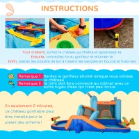 Outsunny Château gonflable aire de jeux avec toboggan trampoline piscines avec gonfleur 420 x 370 x 230 cm multicolore(m-6)