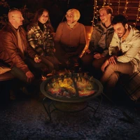 Outsunny Metal Firepit Bowl Outdoor Round Fire Pit w/ Lid, Log Grate, Poker for Backyard, Camping, BBQ, Bonfire, Wood Burning Stove, 56 x 56 x 45cm, Black(m-2)