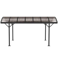 Outsunny 5 x 3(m) Hardtop Gazebo Aluminium Pavilion Carport Garden Shelter Pergola with Polycarbonate Roof, Brown(m-7)