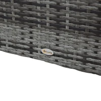 Outsunny 4 Pcs Rattan Wicker Garden Furniture Patio Sofa Storage & Table Set w/ 2 Drawers Coffee Table,Great Cushioned 4 Seats Corner Sofa - Grey(m-8)