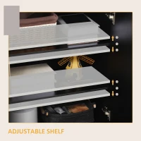 HOMCOM High Gloss Storage Cabinet, Freestanding Storage Cupboard with Adjustable Shelves for Living Room, Bedroom, Hallway, Black(m-5)