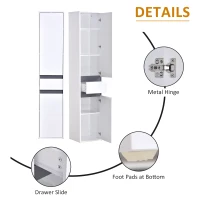 HOMCOM Particle Board Tall Slimline Shelf Cabinet w/ Drawer White(m-7)