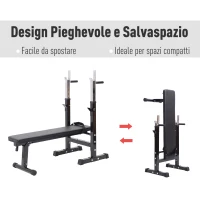 Homcom - Panca Pesi Attrezzatura Fitness Panca Pieghevole per Palestra e Home Gym(m-6)