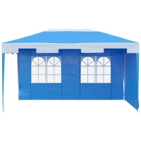 Outsunny 3 x 4 m Garden Gazebo Shelter Marquee Party Tent with 2 Sidewalls for Patio Yard Outdoor, Blue(m-11)
