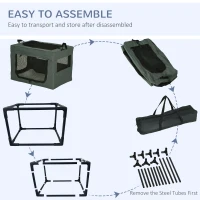 PawHut 60cm Pet Carrier, with Cushion, for Miniature Dogs - Grey(m-7)