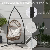 Outsunny Hammock Chair Stand Only, Hanging Chair Stand with X-Shape Base, Heavy Duty Steel Single Hammock Egg Swing Frame for Indoor Outdoor, 150 KG Load Capacity Black(m-8)