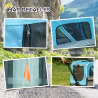 PawHut Remolque de Bicicleta para Perros 2 en 1 Carrito para Perros de Acero con Cinturón de Seguridad Mango de Empuje Extraíble Bandera y Reflectores 129x55,5x92 cm(m-9)