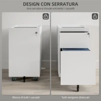 HOMCOM Schedario per Ufficio con 2 Cassetti, Fessura a Busta e Barra per Appendere, in Acciaio, 30x50x53.5 cm, Bianco(m-5)