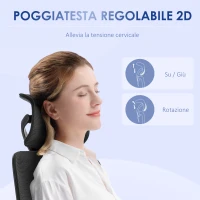 Vinsetto Sedia da Ufficio ad Altezza Regolabile con Inclinazione e Supporto Lombare, 62x58x120-133 cm, Nera(m-4)