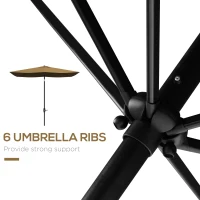 Outsunny 2 x 3(m) Garden Parasol Umbrella, Rectangular Outdoor Market Umbrella Sun Shade with Crank & Push Button Tilt, 6 Ribs, Aluminium Pole, Brown(m-6)