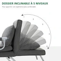 HOMCOM Fauteuil chauffeuse canapé-lit Convertible 1 Place déhoussable Grand Confort Coussin Pieds accoudoirs métal suède Gris(m-4)