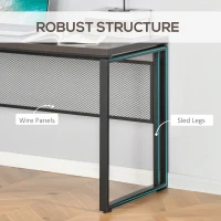 HOMCOM Computer Desk, Industrial Work Desk for Home Office, Study, Bedroom, Workstation with Metal Frame, 135 x 60 x 75cm, Walnut and Black(m-4)