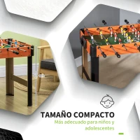 HOMCOM Futbolín con Soporte para Niños de +7 Años con 2 Bolas Marcadores 22 Jugadores para Familias 118x104x69 cm Negro(m-6)