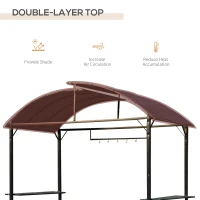 Outsunny Metal Smoking Gazebo Marquee Garden Patio BBQ Tent Grill Canopy Awning Shelter - Coffee(m-4)