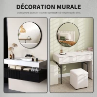 HOMCOM Miroir rond miroir salle de bain cadre en métal facile à installer, pour chambre, salon, entrée, Ø 70 x 2,5 cm noir(m-6)