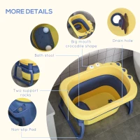 HOMCOM Baby Bathtub for 0-6 Years Collapsible Non-Slip Portable with Stool Seat for Newborns Infants Toddlers Kids - Yellow(m-7)