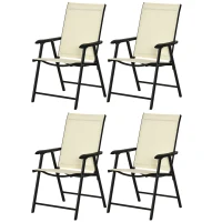 Outsunny Set of Four Folding Garden Chairs - Beige(m-11)