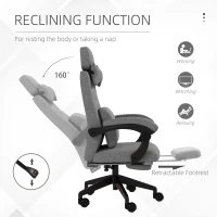 Vinsetto Linen-Look Office Chair, with 160° Reclining Back and Footrest - Grey(m-6)