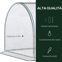 Outsunny Oustunny Serra da Giardino con Porte Anteriori a Cerniera, in Acciaio e PVC, 250x100x80 cm(m-4)