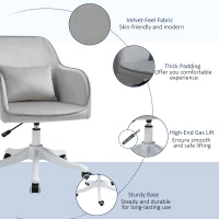 Vinsetto Velvet-Feel Office Chair with Rechargeable Electric Vibration Massage Lumbar Pillow, Wheels, Grey(m-8)
