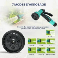 Outsunny Enrouleur tuyau arrosage dévidoir de tuyaux d'eau 30+2 m support mural + poignée pivotant à 180° 59 x 23 x 42 cm noir(m-7)