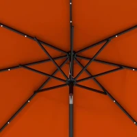 Outsunny 2.7m Outdoor Patio Garden Umbrella Parasol with Tilt Crank and 24 LEDs Lights, Orange(m-9)