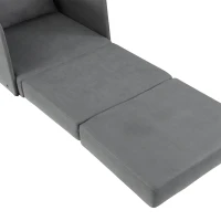 HOMCOM Single Sofa Bed Armchair Soft Floor Sleeper Lounger Futon Couch w/ Pillow and Pocket Grey(m-8)