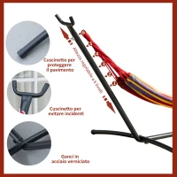 Outsunny Amaca da Giardino Autoportante con Struttura in Acciaio e Cotone Multicolor, Custodia Inclusa(m-6)
