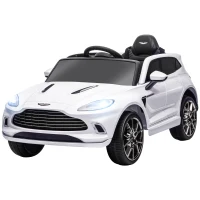 AIYAPLAY Aston Martin DBX Licensed Battery Powered Kids Electric Car, 12V Kids Ride on Car w/ Lights, Music Horn, White(m-11)