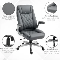 Vinsetto Faux Leather Executive Swivel Office Chair - Dark Grey(m-7)