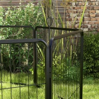 PawHut Luxe parc enclos modulable acier époxy porte verrouillable pour chiens, lapins, rongeurs, petits animaux, intérieur et extérieur 80 x 60 cm noir(m-9)