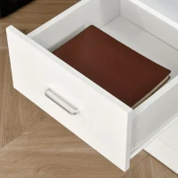 HOMCOM Bureau Informatique 2 tiroirs coulissants 3 étagères dim. 108L x 48l x 76H cm Panneaux Particules MDF Blanc(m-8)