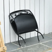 Outsunny Metal Arced Firewood Log Holder Indoor Outdoor Folding Firewood Rack Fireplace Wood Storage Shelf w/ Leaf Pattern Design, Black, 43.5W x 36.5D x 41H cm(m-9)