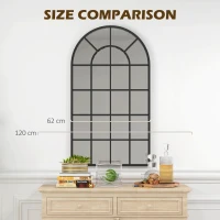HOMCOM 110 x 62 cm Arched Decorative Wall Mirror for Bedroom Living Room, Modern Window Bathroom Mirror for Home Decor(m-7)