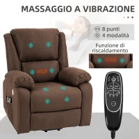 HOMCOM Poltrona Alzapersona Reclinabile con Poggiapiedi, in Tessuto Effetto Lino, 87x92x105 cm, Caffè(m-6)