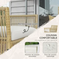 Outsunny Ensemble salon de jardin 4 pièces canapé 2 places 2 fauteuils 1 table basse plateau verre trempé(m-4)