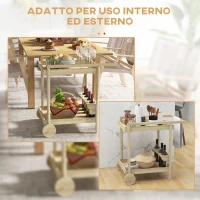 Outsunny Carrello da Giardino a 2 Ripiani e 4 Spazi Portabottiglie, in Legno di Abete, 78x58.5x75 cm(m-7)