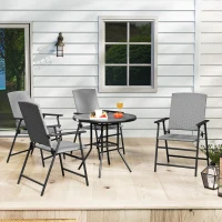 Outsunny Set of Four Folding Rattan Seat Chairs - Grey(m-8)