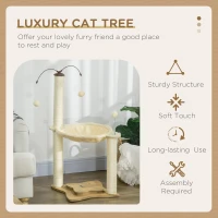 PawHut Cat Tree, with Scratching Posts, Hammock, Toy Ball - Beige(m-4)